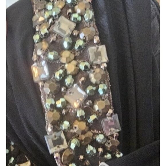 David Meister Black Beaded Embellished Sleeveless Cocktail Dress size 4 - Picture 7 of 11